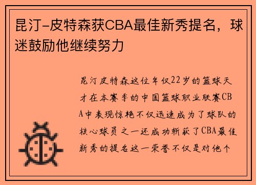 昆汀-皮特森获CBA最佳新秀提名，球迷鼓励他继续努力